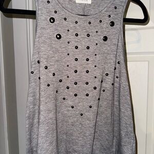 6/$15 Marlow Gray Tank Top with Black Studs